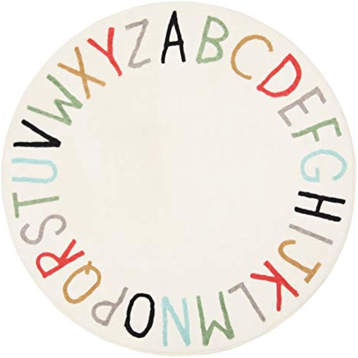 Topotdor Rainbow Round Kids Play Rug Alphabet Nursery Area Rug Extra Large Soft Crawling Play Mat for Children Toddlers Bedroom (40 inch, Multi Color)