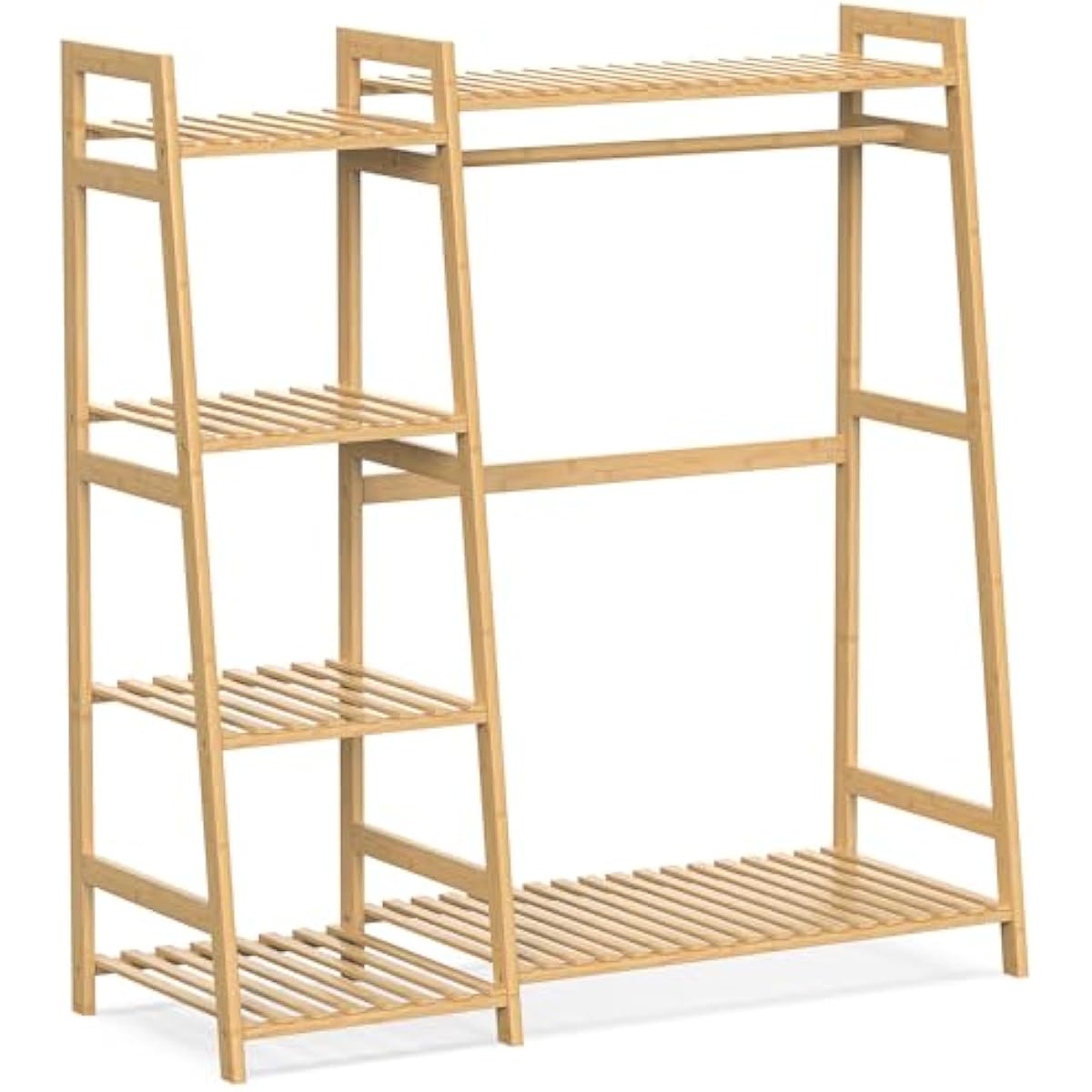 Kids Clothing Rack with Shelves, Bamboo Clothes Garment Rack for Kids Child Baby, Kids Dress Up Storage Rack with Top Shelf, Toddlers Wardrobe Closet for Nursery (Medium Size)