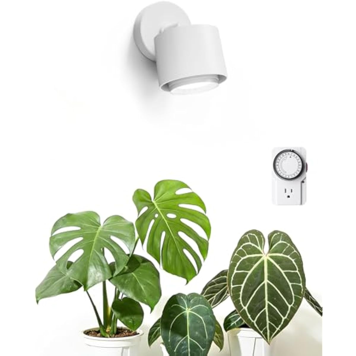Barrina TR40a Track Grow Light for Indoor Plants, 40W Wall-Mounted Grow Bulbs with Adjustable Beam Angle (15°-60°), 5000K Full Spectrum Plant Spotlight with Timer & 16.4' Power Cord, 1-Pack