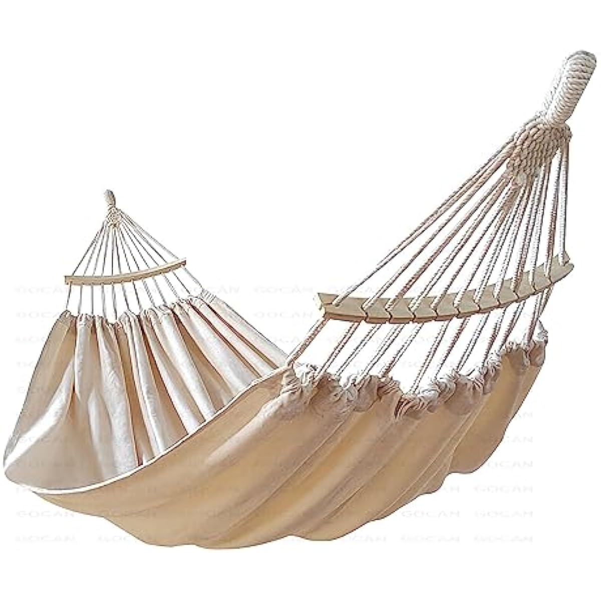 GOCAN Double Hammock 2 Person Extra Large 220x150cm Total Length 330cm Load 500lb Canvas Cotton Hammock for Patio Porch Garden Backyard Lounging Outdoor and Indoor with Removable Spreader bar