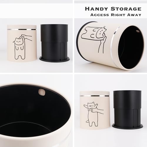 Juju Cat Trash Can - Cat Decor Garbage Can - Small Waste Basket for Bedroom - Garbage Bin Trashcan - Wastebasket Dustbin Trash Cans - 3.3 Gallon / 12.5 Liter (Hey)
