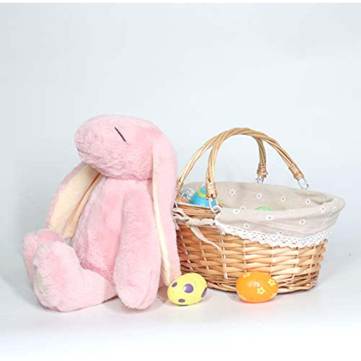 Wicker Basket Gift Baskets Empty Oval Willow Woven Picnic Basket Easter Candy Basket Storage Basket Wine Basket with Handle Egg Gathering Wedding Basket (Natural)