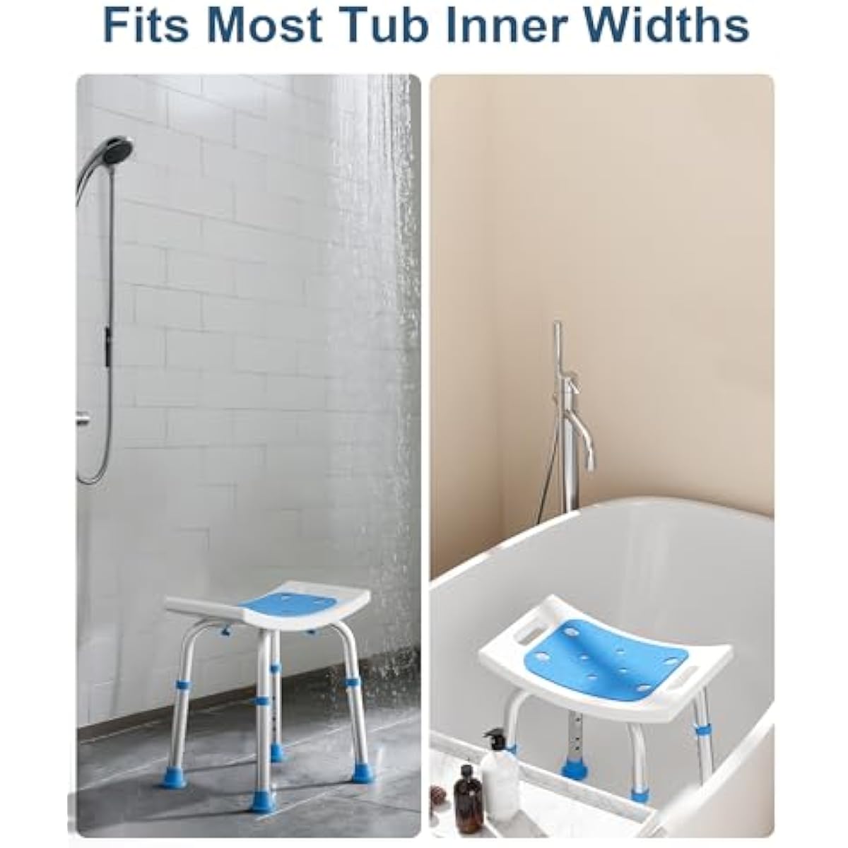 HOMLAND Shower Chair for Inside Shower, 400 lbs Adjustable Shower Stool with Suction Feet, Shower Seat for Inside Tub Bathroom Bench Bath Chair for Elderly and Disabled - Light Blue