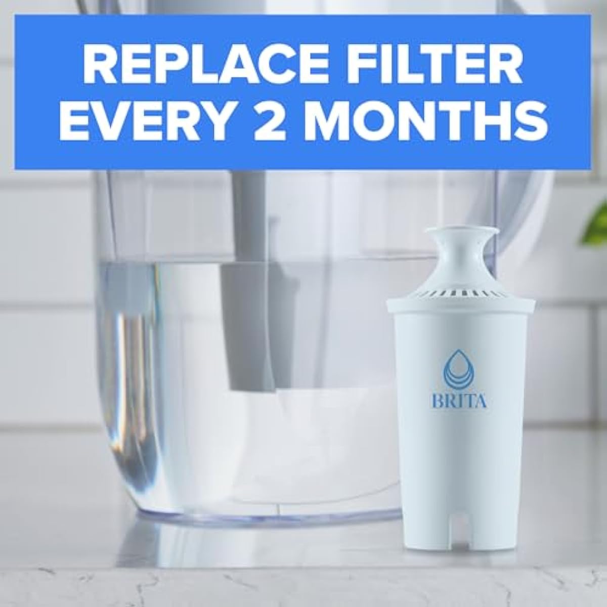 Brita Plus Water Filter, BPA-Free, High-Density Replacement Filter for Pitchers and Dispensers, Reduces 2x Contaminants*, Lasts Two Months or 40 Gallons, Includes 6 Filters