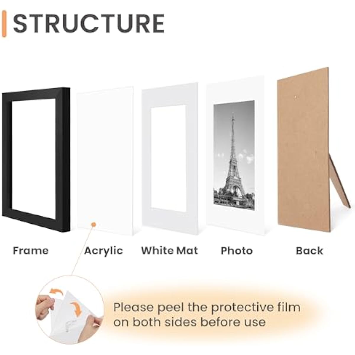 upsimples 5x7 Picture Frame Set of 10, Display Pictures 4x6 with Mat or 5x7 Without, Multi Photo Frames Collage for Wall or Tabletop Display, Black