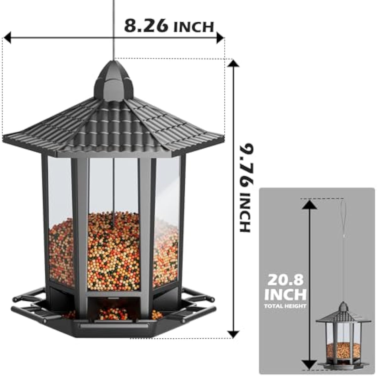 Birdream 2 Pack Bird Feeders for Outdoor Hanging, Retro Pagoda Design Fun Installation Bird Feeder, Attracting Wild Birds Chickadees Goldfinches Cardinals Finches and Sparrows