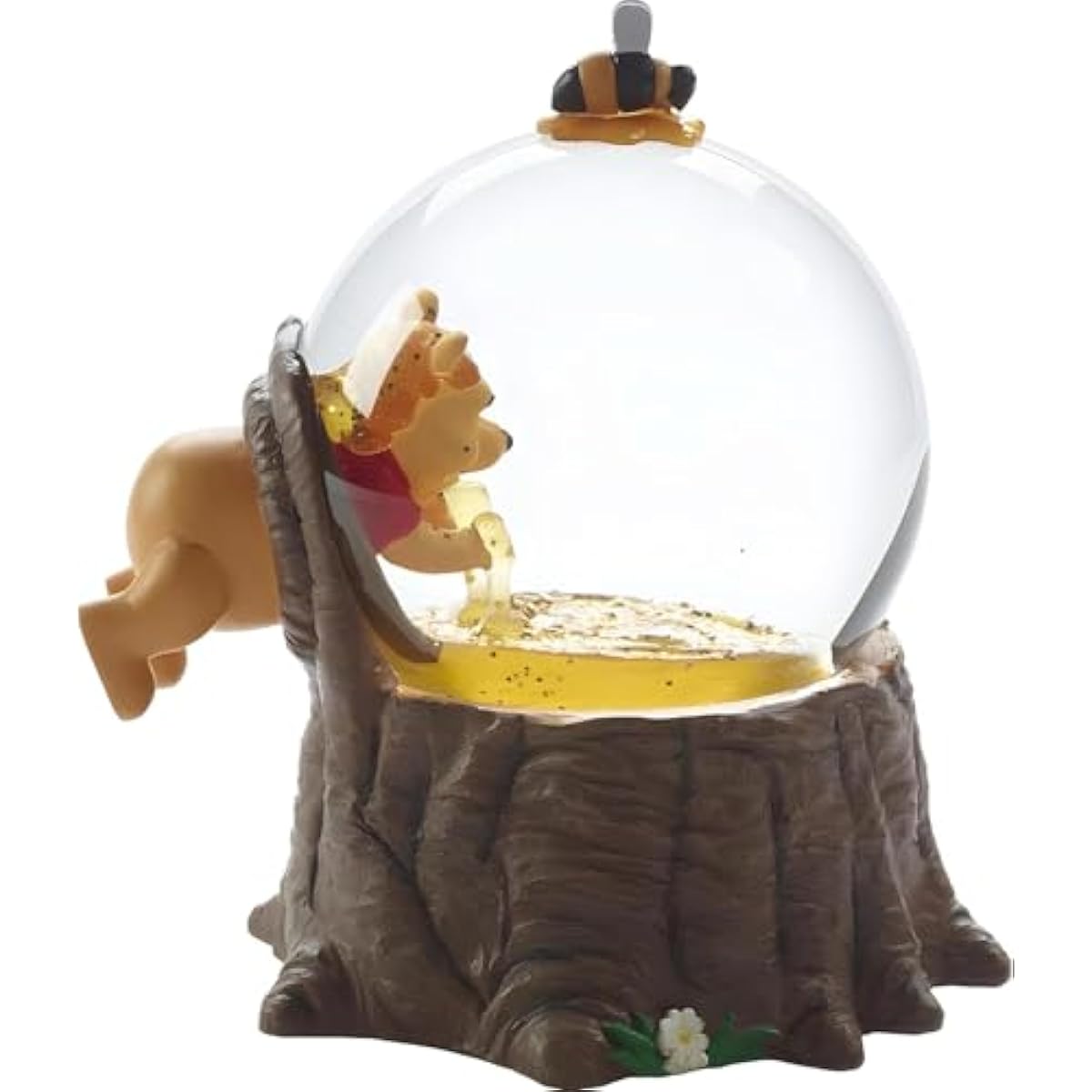 Pooh Bear Musical Snow Globe Collectible Honey Scene Figurine with Wind-Up Music Box, 5.5 Inch Resin and Glass Display Decoration, Holiday Birthday Gift for Fans and Collectors