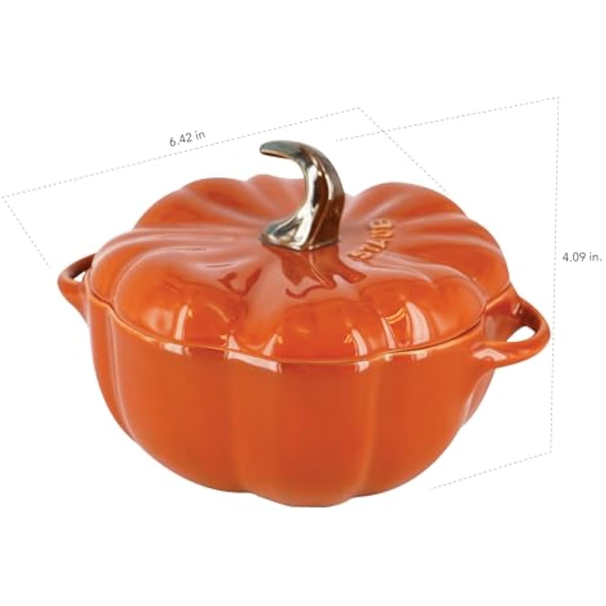 STAUB 0.5-qt Petite Ceramic, Oven & Stove Safe up to 572°F, Pumpkin Dish, Baking , Candy Dish, Burnt Orange