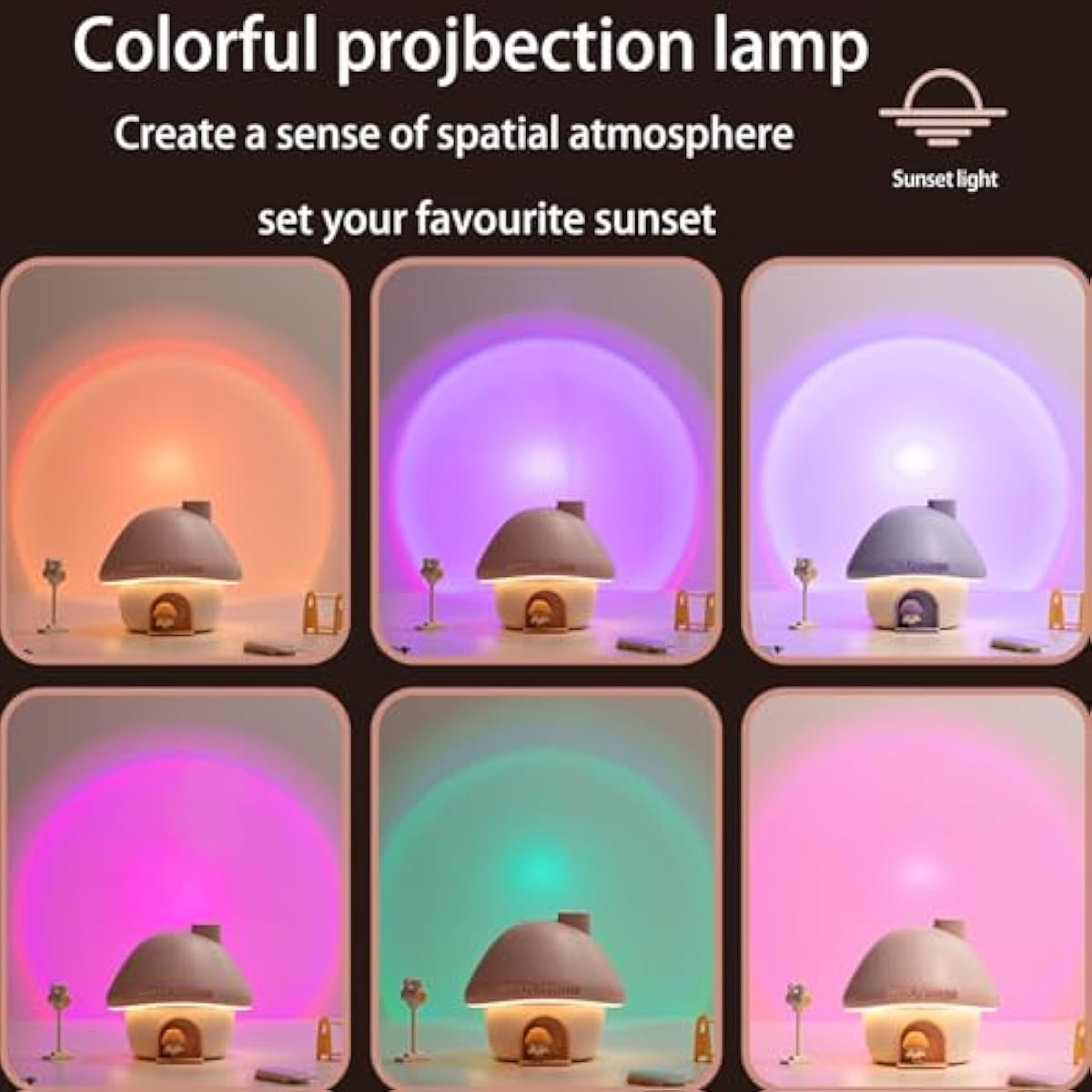 Ultrasonic Humidifiers for Bedroom and Office,Cold fog humidifier with sunset light, baby humidifier with night light,Portable Humidifier, two spray modes and ambient ligh