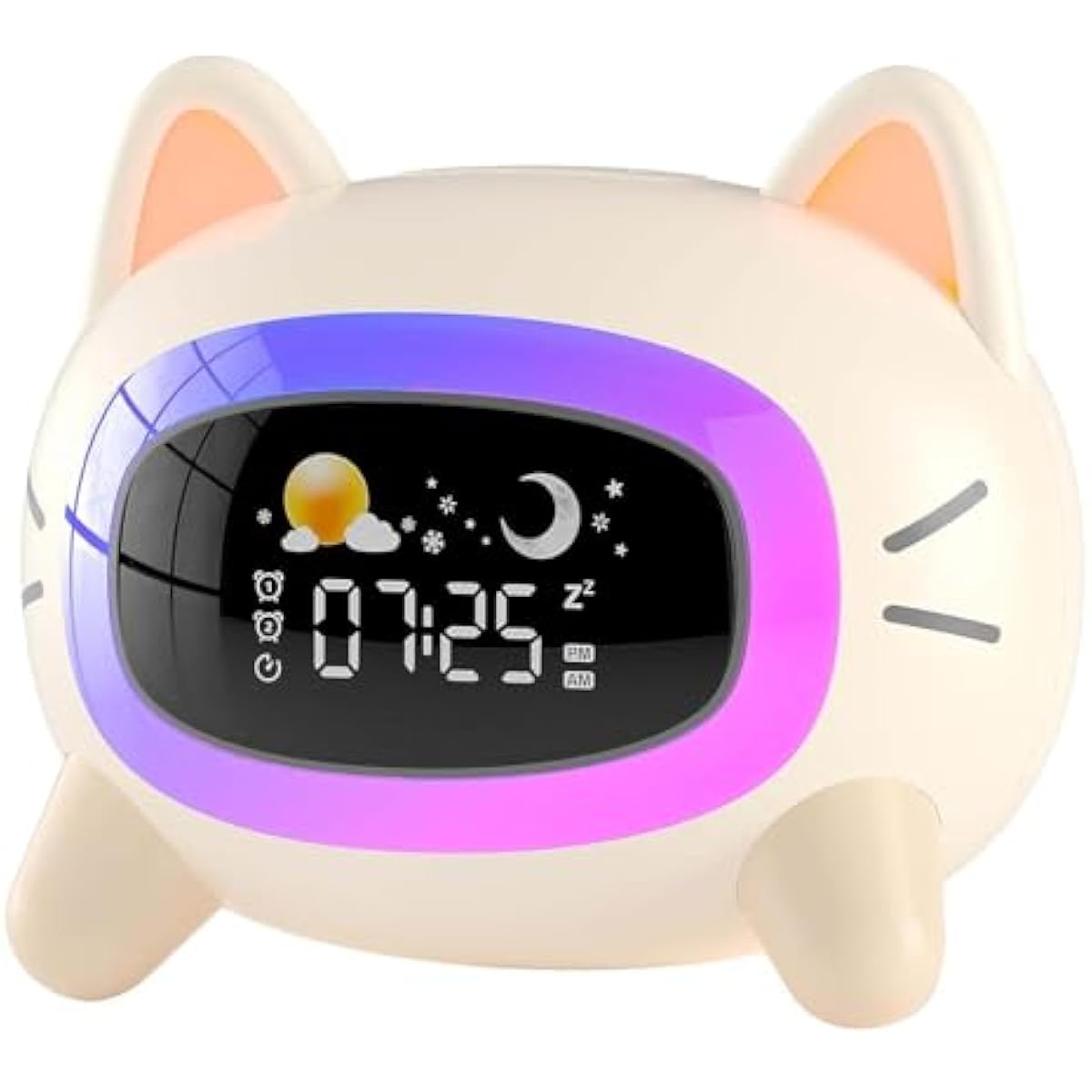 Kids Alarm Clock Ok to Wake Alarm Clock for Kids, Toddlers Night Light Clock for Bedroom, Cat Alarm Clock with Sleep Training and Sound Machine, Birthday Gift for Boy Girls Children