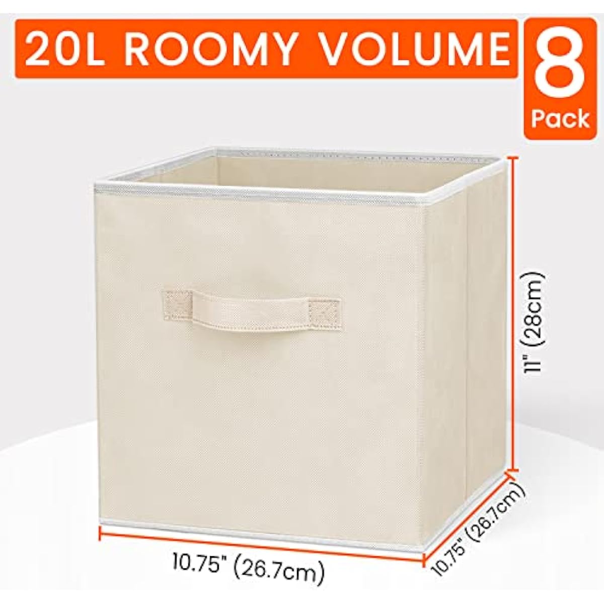 Criusia Storage Cubes - 11 Inch Heavy Duty Fabric Storage Bins for Shelves Closet Cube Organizer - 8 Pack Collapsible Cube Storage Bins Baskets for Clothes Blankets Toys - Nursery Organization (Beige)