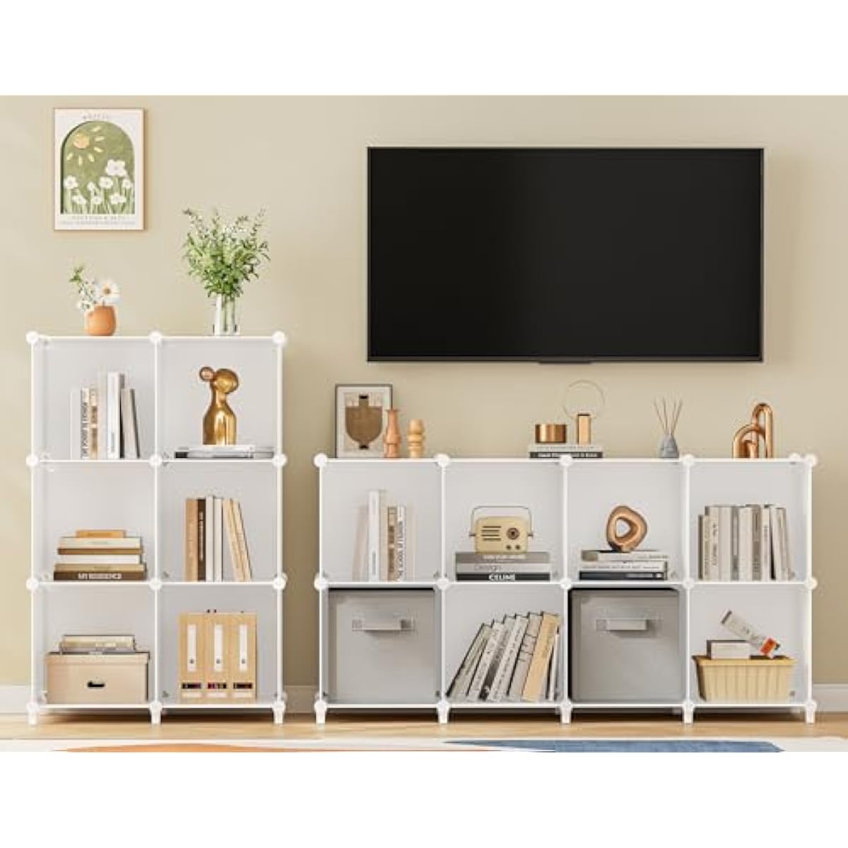 HOMIDEC Closet Organizers and Storage, 16 Cube Storage Organizer, Closet Organizer Bookshelf Cubes Shelves for Clothes, Bedroom, Kids Room, Bathroom, Wardrobe, Garment Racks, White