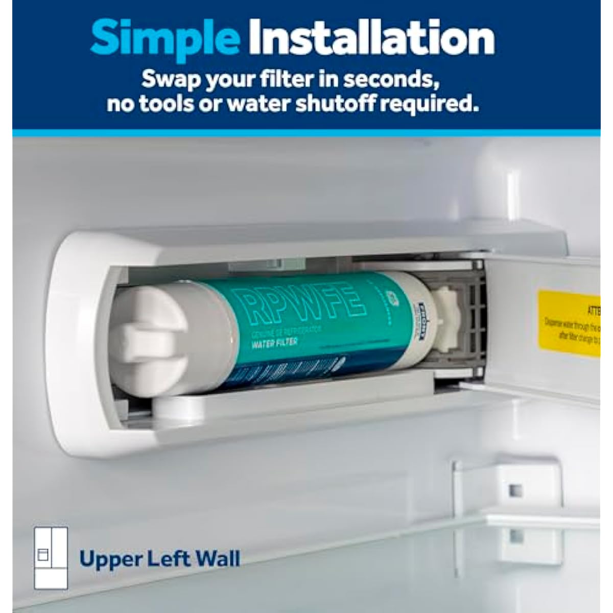 GE RPWFE Refrigerator Water Filter, Genuine Replacement Filter, Certified to Reduce Lead, Sulfur, and 50+ Other Impurities, Replace Every 6 Months for Best Results, Pack of 1