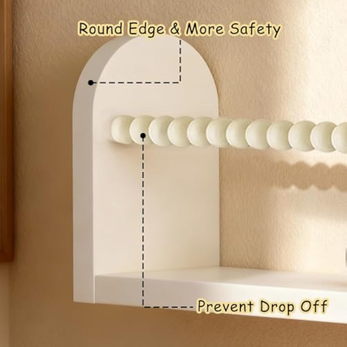 OurWarm Nursery Book Shelves for Wall Set of 3, White Natural Wood Nursery Floating Shelves with Towel Bar, Wall Mounted Floating Bookshelves for Baby Room Kids Room Living Room Storage and Decor