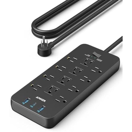 Anker Power Strip with 2100J Surge Protector, Outlet Extender, 5ft Extension Cord with Multiple Outlets, 12 AC, 2 USB A,1 USB C Port for 20W, Home Office, Dorm Room Essentials, TUV Listed