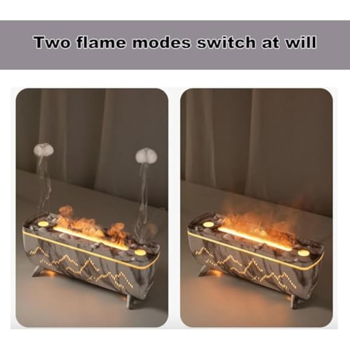 Flame Fire Diffuser Humidifier, 3 Colors Changing Oil Diffuser,Flame 2 Mist Modes, Ultra-Quiet Aroma Essential Oils Aromatherapy Diffusers for Bedroom, Office