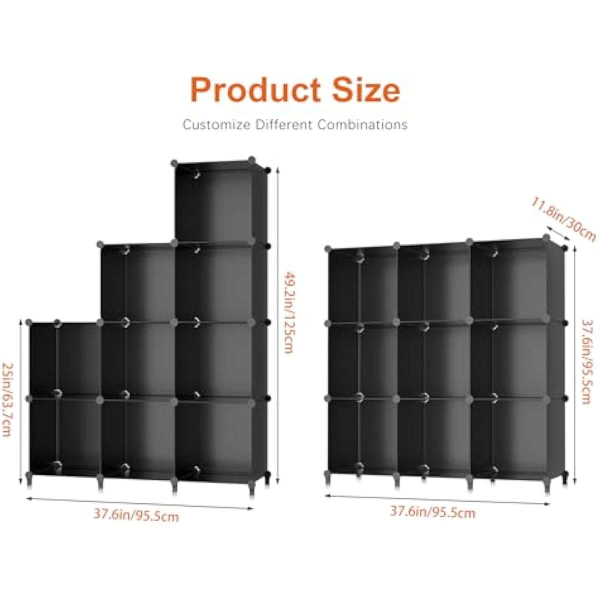 HOMIDEC Closet Organizers and Storage, 9 Cube Storage Organizer, Portable Closet Organizer Cubes Shelves for Clothes, Bedroom, Kids Room, Bathroom, Wardrobe, Garment Racks, Black