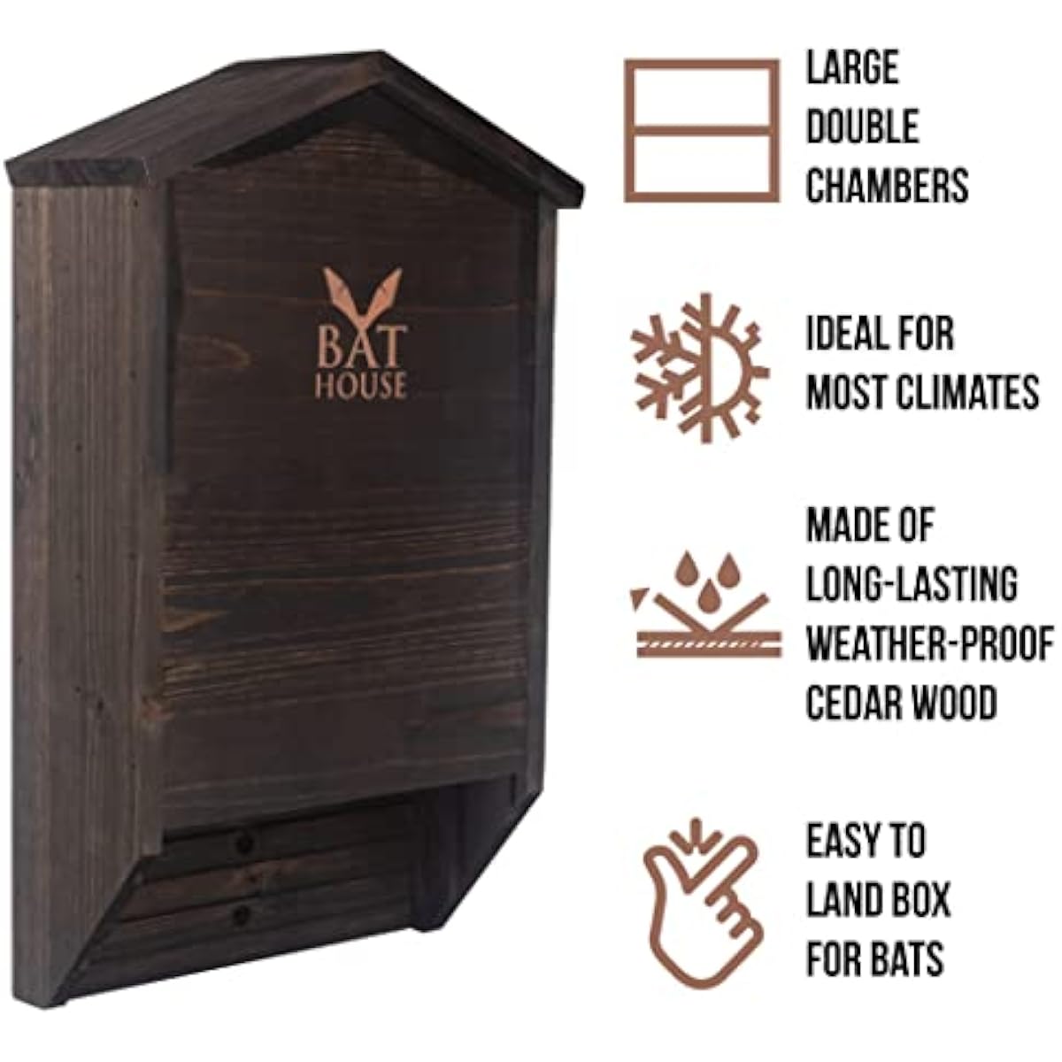 The Ultimate Wooden Bat House for Outdoors - A Large Double Chamber Box Perfectly Designed to Attract Bats - Durable and Easy to Hang