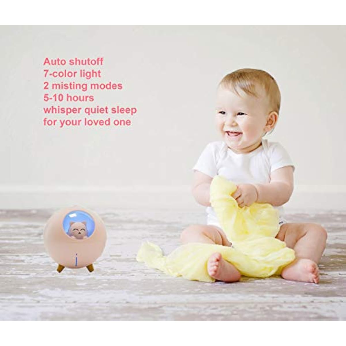 Upgraded Ultrasonic Ultra-Quiet USB Cute Cool Mist Mini Humidifier, for Kids Baby Nursery Bedroom, 7-Color Lights 2 Mist Mode Auto Shutoff Whisper Silent Small Cute Humidifier (220ml, White)