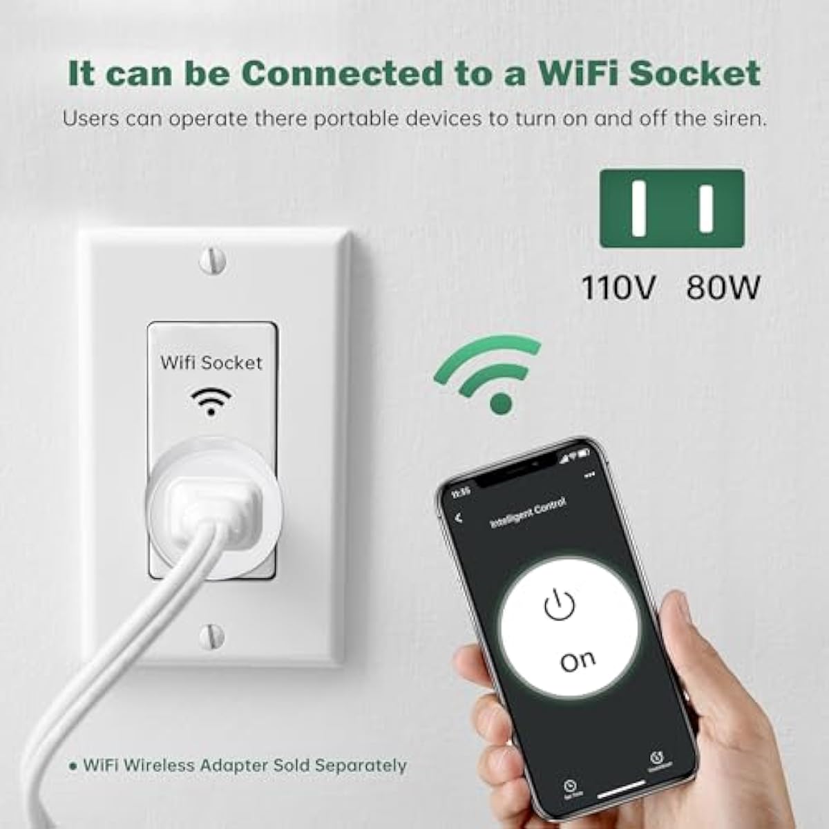 Nippon America High Decibel High Power Outdoor Alarm Security Siren (TC-S7545-110), Long Range, 80 Watts, 120 Decibels, Remotely Activate with Wi-Fi Socket (Sold Separately)