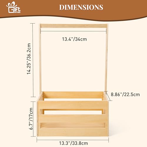 Wooden Baby Shower Crate Closet, Baby Storage Crate Hamper with Handle, Basket for Baby Shower Gifts, Welcome Gift Basket for Newborn Boys Girls, Pregnancy Gifts for New Parents