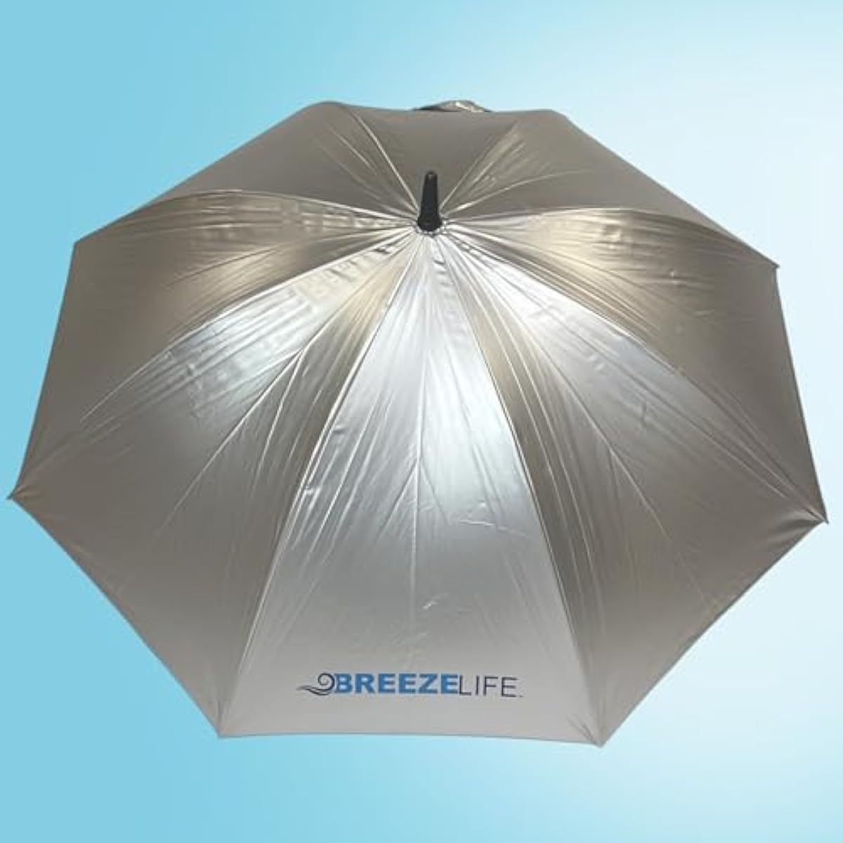 Breeze Life Original Mister Breeze (Silver Design) – Sun Umbrella with Fan and Mist Spray – Portable Fan Umbrella with Mister, 41" UV Shade, 3–4 Hr Runtime – Ideal for Festivals, Beach & Sports