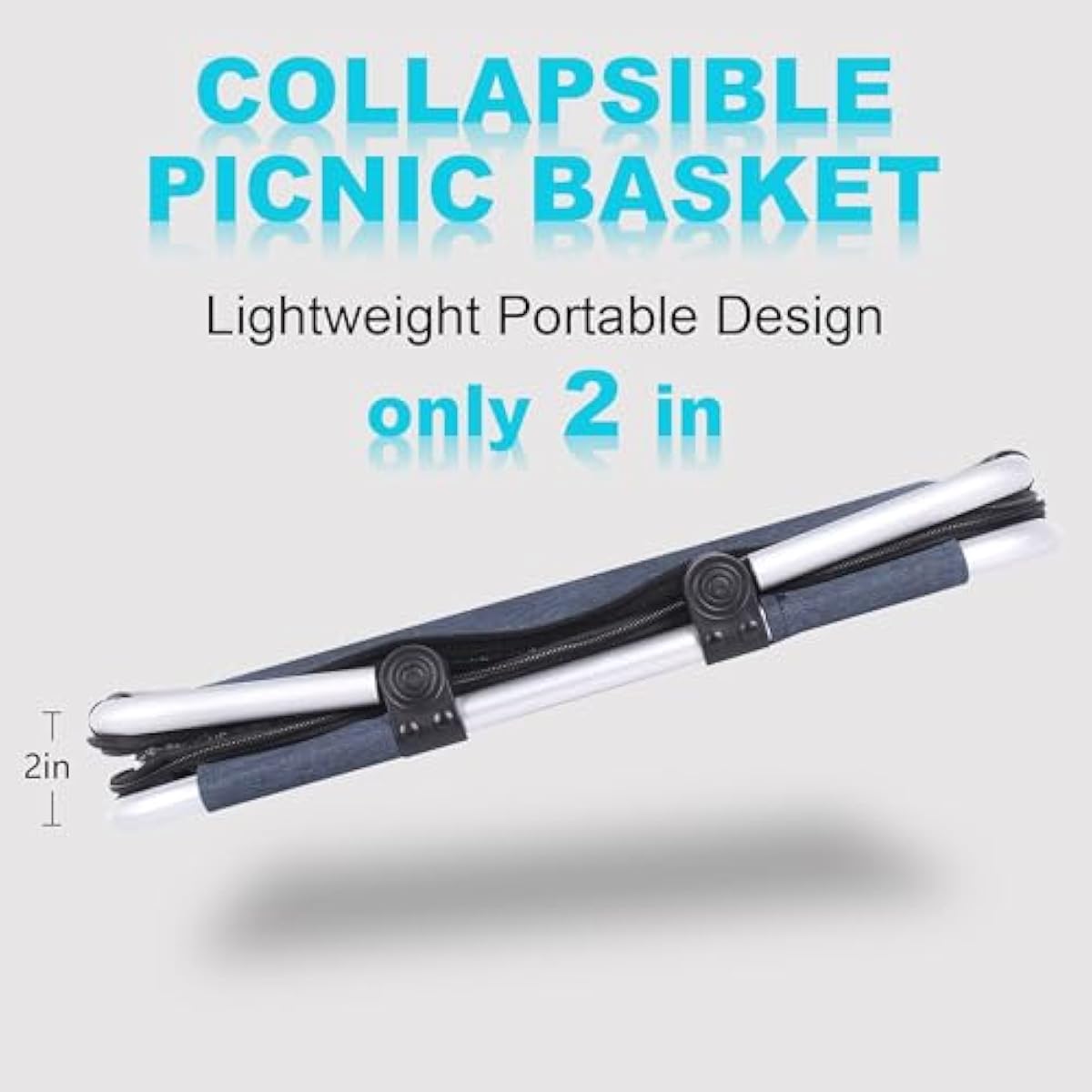 Picnic Basket, SIYUAN Collapsible Shopping Basket with Lid 27L Large Market Basket with Handles Reusable Folding Grocery Basket Insulated Cooler Bag for Picnic Travel, Blue