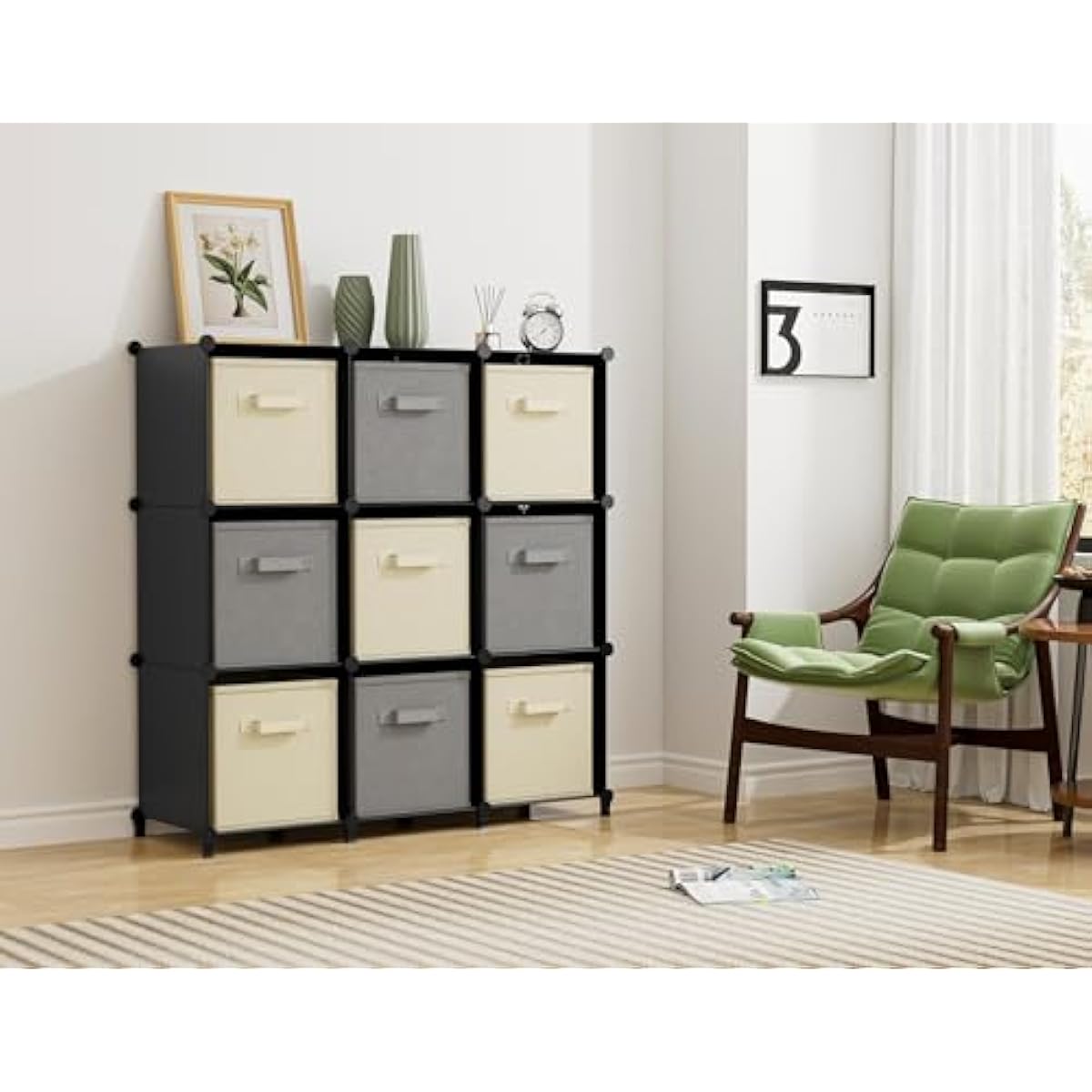 HOMIDEC Closet Organizers and Storage, 9 Cube Storage Organizer, Portable Closet Organizer Cubes Shelves for Clothes, Bedroom, Kids Room, Bathroom, Wardrobe, Garment Racks, Black