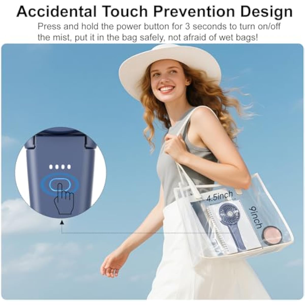 HandFan 4000mAh Upgraded Handheld Misting Fan, 50ml Water Tank, Rechargeable Personal Mister Fan Portable AC, Spray Water Mist Fans, Foldable Cooling Ice Fans for Beach Travel Disney(Royal Blue)