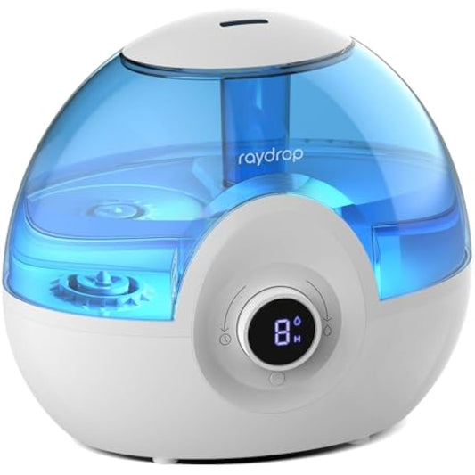 raydrop 2.2L Humidifiers for Bedroom, Cool Mist Humidifiers with Timer, Digital Knob, 26dB Quiet Small Humidifier for Baby, Nursery and Plants with Night Light, 30 Hours Runtime, Easy to Fill & Clean
