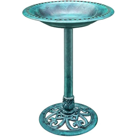 VIVOHOME Bird Bath for Outside, Polyresin Pedestal Bird Baths for Outdoor, Garden, 28 Inch Height Weather-Resistant Birdbaths with 20" Bowl, Green