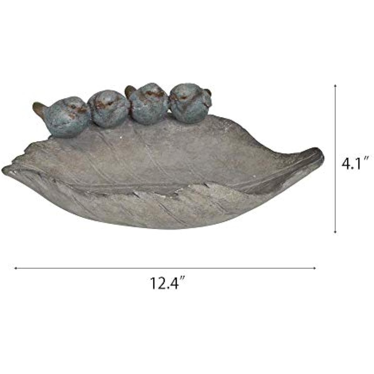 Bird-Feeder Wild Bird-Bath Bowl Outdoors - Garden Decor Polyresin Birds on Leaf 12.4 * 7.5 * 4.1 Inch-Newman House Studio