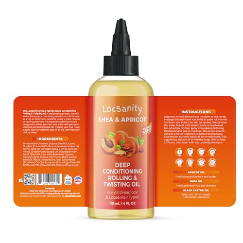 Locsanity Shea & Apricot Loose, Natural, Conditioning and Moisturizing Hair Butter - Strength & Growth Formula LOC (Leave in, Oil, Cream)