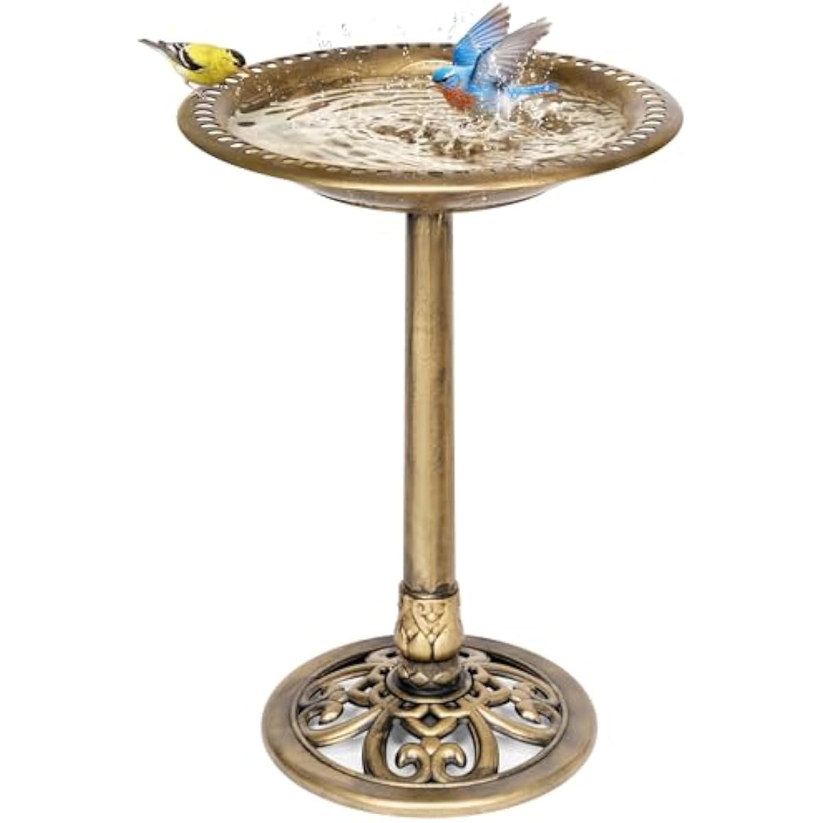 VIVOHOME Bird Bath for Outside, Polyresin Pedestal Bird Baths for Outdoor, Garden, 28 Inch Height Weather-Resistant Birdbaths with 20" Bowl, Copper