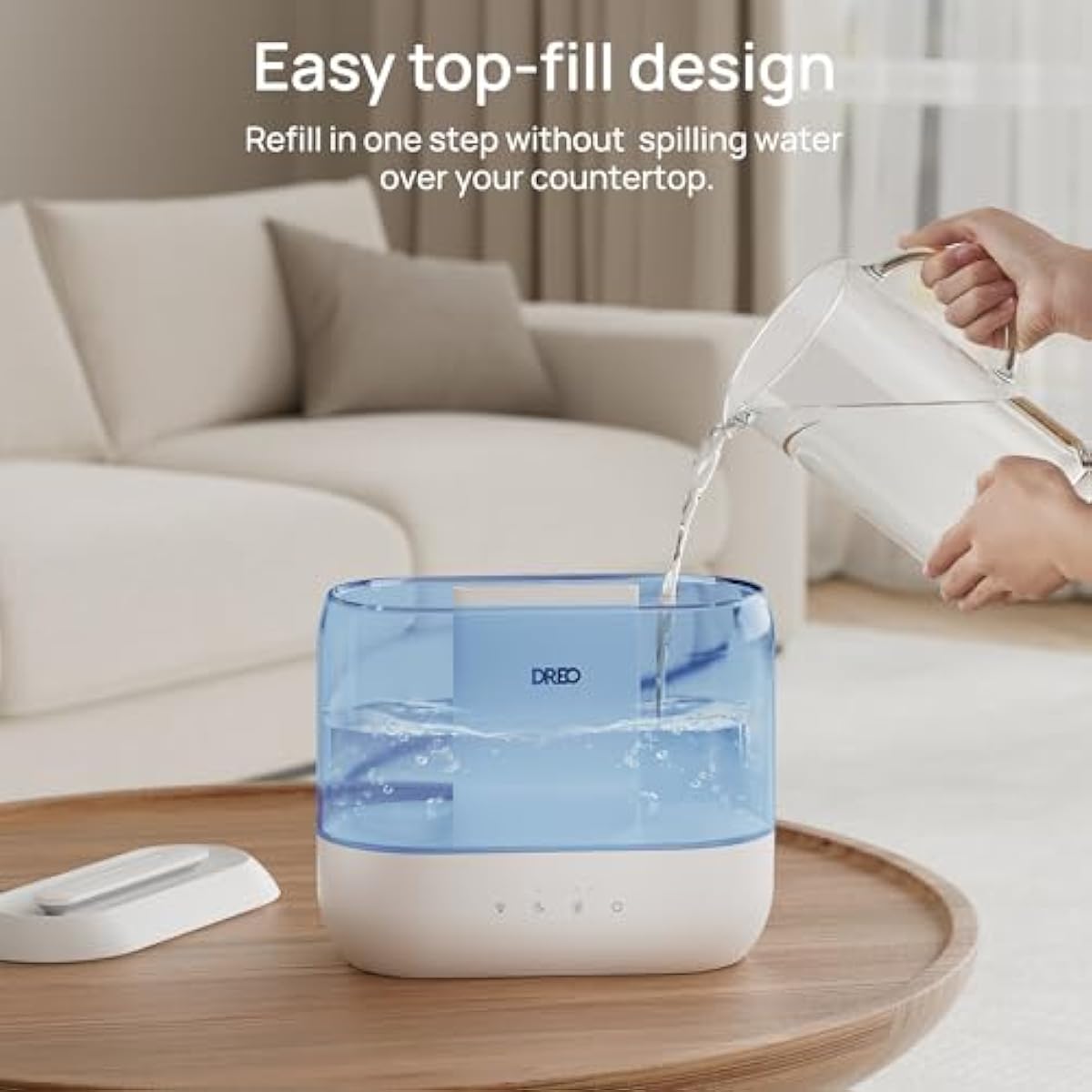 Dreo Humidifiers for Bedroom, 4L Top Fill for Large Room, 36H Runtime, 28 dB Quiet Supersized Cool Mist Air Humidifier for Baby Nursery, Plants, Indoor, Night Light, Easy to Clean & Fill, Blue