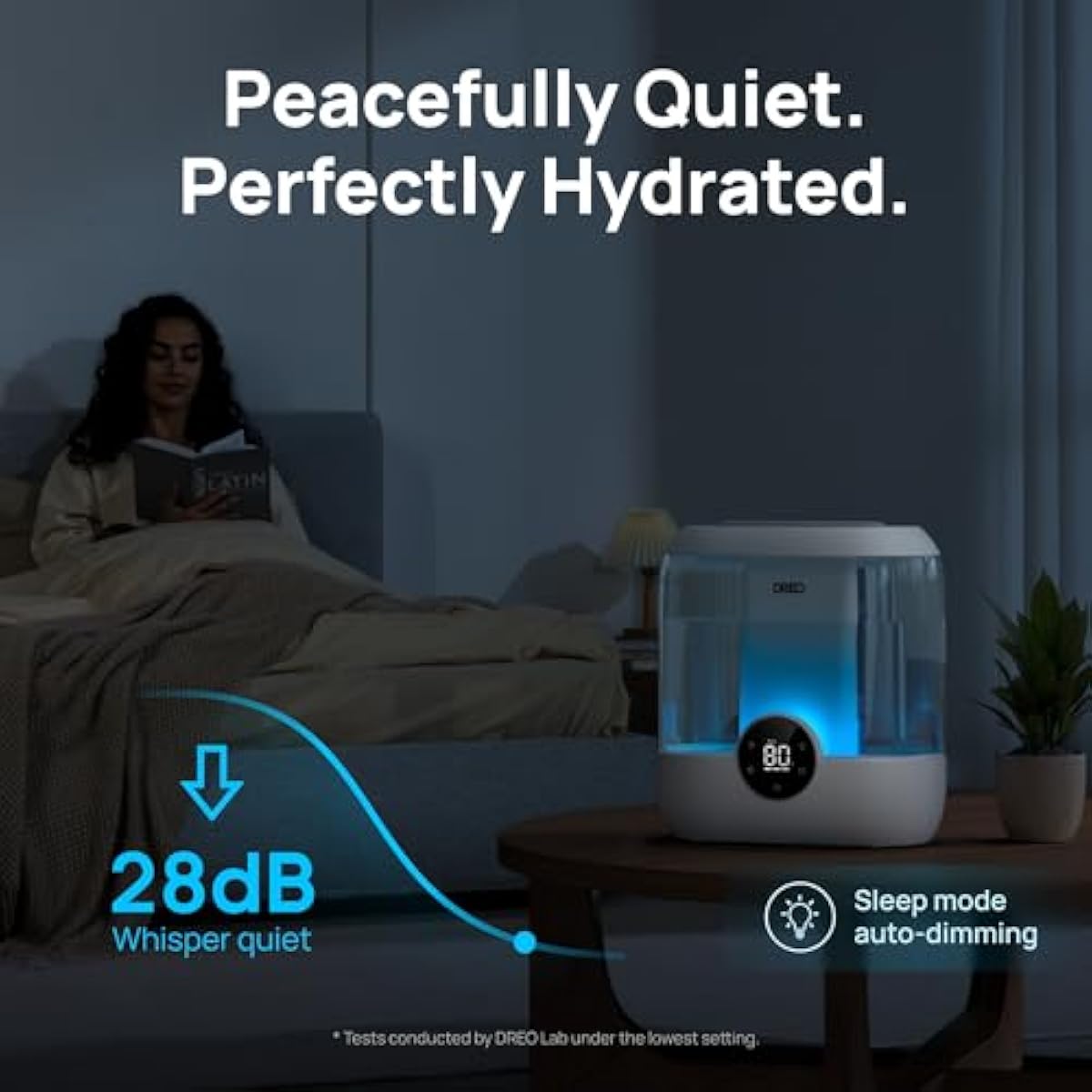 DREO Humidifiers for Bedroom, 6L Easy to Fill & Clean, 60H Runtime for Large room, 28 dB Quiet Cool Mist Air Humidifier for Plant, Baby Nursery, Home, Indoor, Night Light, Precise Humidity Control