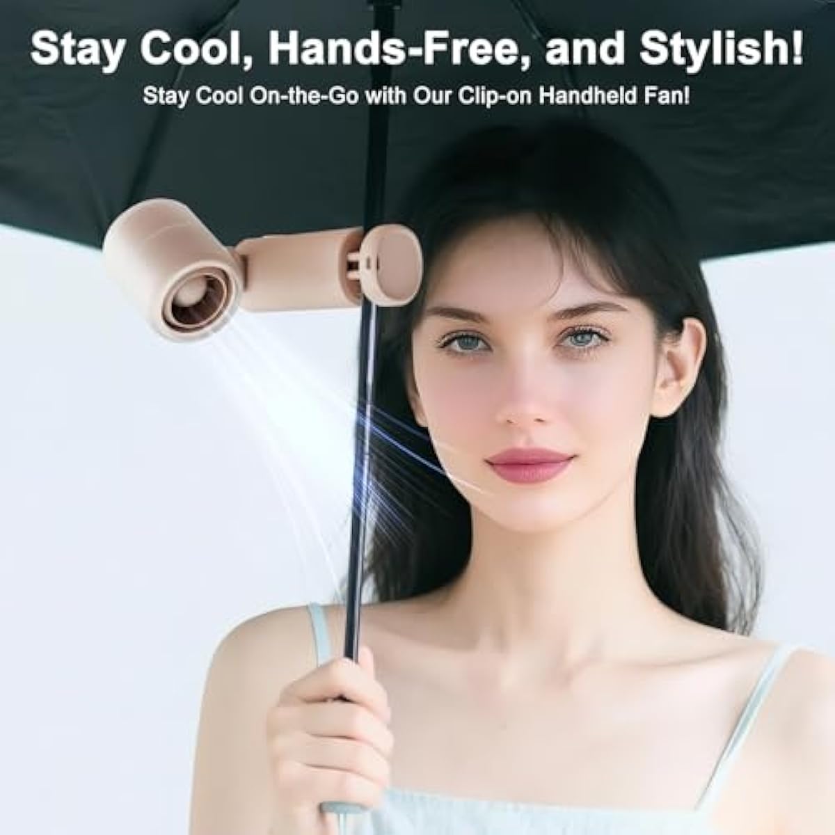 Portable Handheld Turbo Mini Clip-On Fan for Beach Outdoor & Travel - Dual Adjustable Angles, 14000RPM High-Speed Cooling, 12m/s Strong Wind, 5 Speeds, Clip 8-12mm Umbrella Handle (Pink)