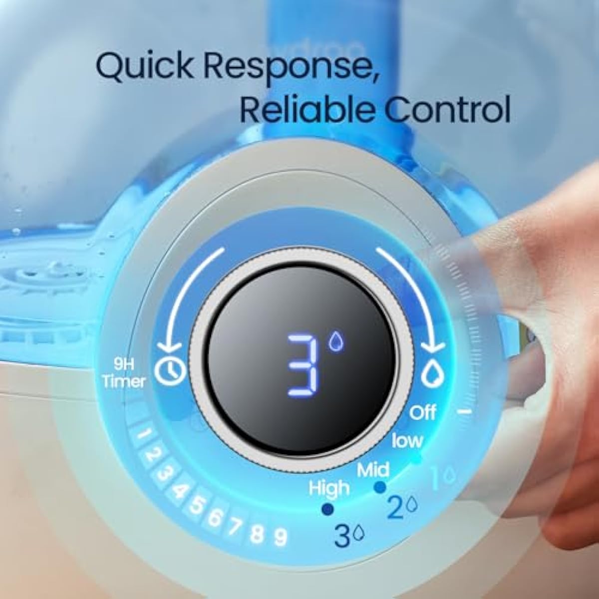 raydrop 2.2L Humidifiers for Bedroom, Cool Mist Humidifiers with Timer, Digital Knob, 26dB Quiet Small Humidifier for Baby, Nursery and Plants with Night Light, 30 Hours Runtime, Easy to Fill & Clean