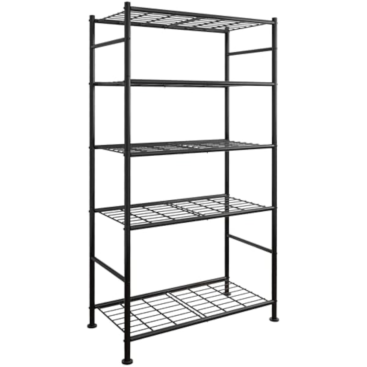 Storage Shelves - 5 Tier Shelf Organizer, Heavy Duty Garage Shelving Unit with Leveling Feet, Stable Metal Shelves Organizer for Pantry, Kitchen and Closet, 33.0" W x 12.6" D x 72.0" H, Black