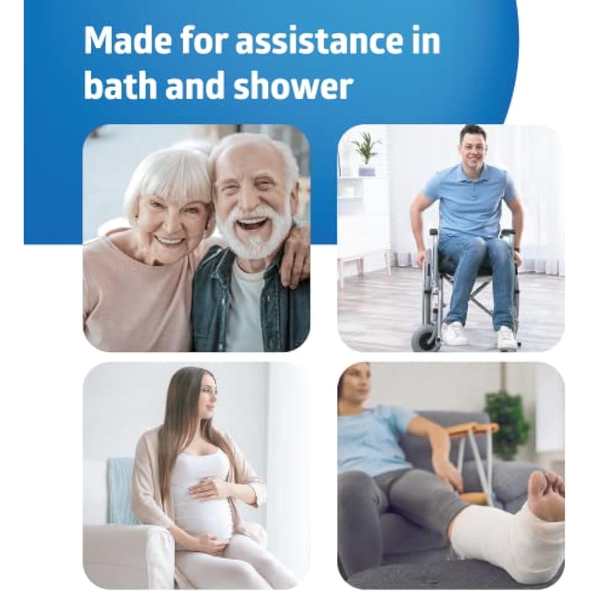 Medline Shower Chair for Elderly, Seniors, Adults & Disabled - Heavy Duty Shower Seat with Padded Arms and Back for Inside Shower, Adjustable Height Bath Stool for Bathtub, 350 lb, Slip Resistant