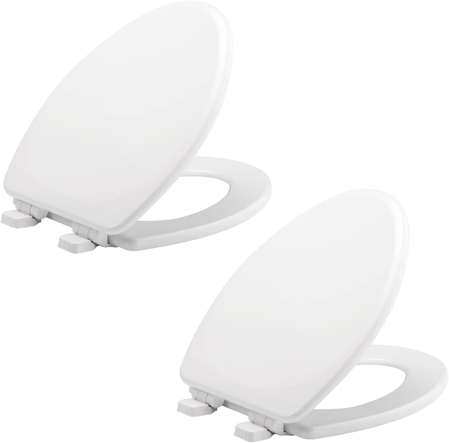 Mayfair Linden Slow Close Toilet Seat, Non Slip Heavy Duty Wood, Easy Install, Elongated, White