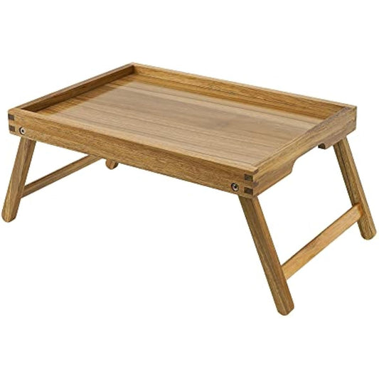 VaeFae Acacia Bed Table Tray, Wooden Breakfast Tray with Folding Legs, Bed Tray for Eating and Laptop, Eating Trays for Bedroom