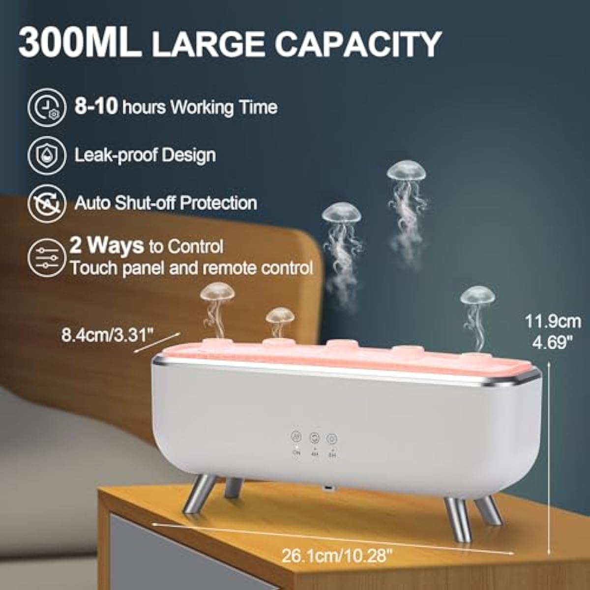300ML Dynamic Jellyfish Diffuser: 5 Rings Dynamic Sound Pickup - Essential Oil Scent Volcano Diffuser Low Noise for Bedroom Office Hotel - Aromatherapy Aroma Humidifiers