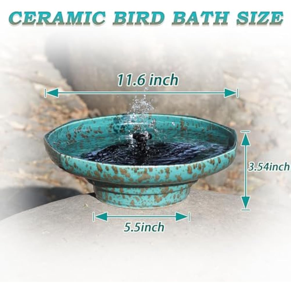 Solar Fountain Ceramic Bird Bath,Bird Bath for Outside,Outdoor Fountain BirdBaths,Garden and Home Décor.
