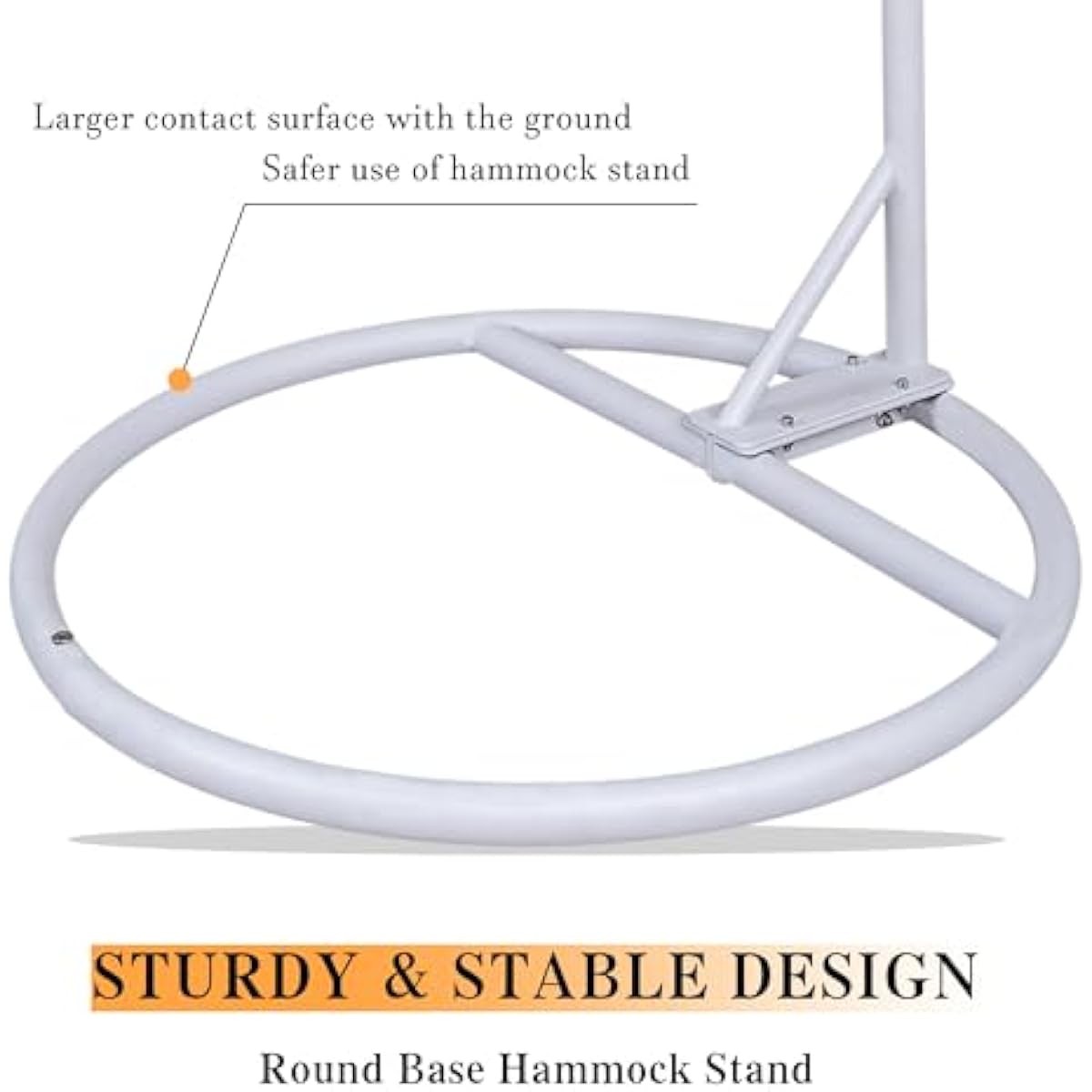 Round Base Heavy Duty Hanging Stand - Powder Coated Hammock Stand for Hammock Chair, Indoor and Outdoor (White)