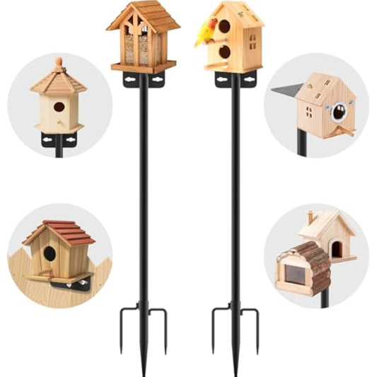 2 Pack 80 Inch Adjustable Bird Feeder Pole,Bird House Pole Suitable for Feeders & Birdhouse,Weather Station,Heavy-Duty Rustproof Design,Enhance Outdoor Decor & Birdwatching Experience