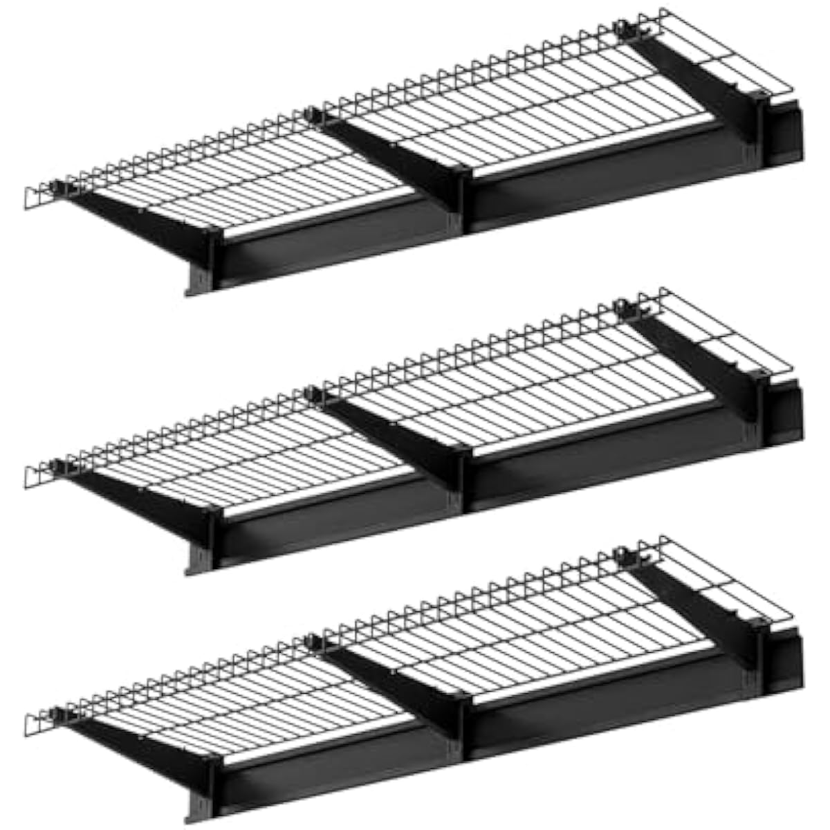 VEVOR 3-Tier Heavy Duty Wall Garage Shelving, 1 x 3 ft Steel Wall Mounted Shelving Unit, 11 x 36 Inch Per Shelf Floating Storage Metal Rack for Garage with 450 lbs Total Weight Capacity, Black
