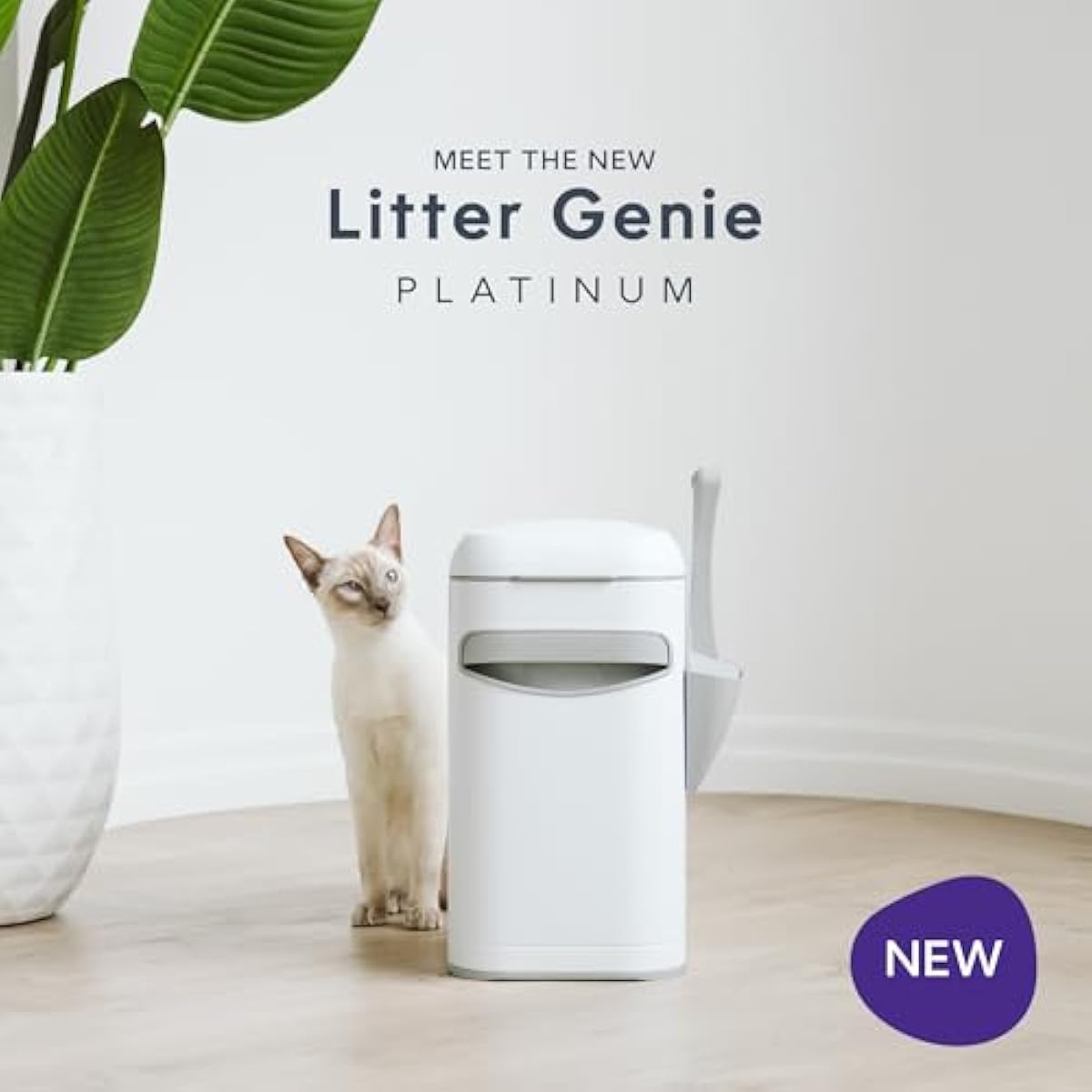 Litter Genie Platinum Pail Made of Durable Stainless Steel Includes 1 Easy Roll Refill