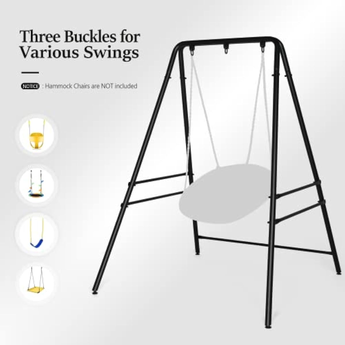 ONCLOUD Upgraded Hammock Chair Stand Metal Swing Stand Frame, Heavy Duty Steel Hammock Stand Only for Porch, Backyard, Indoor or Outdoor, Black