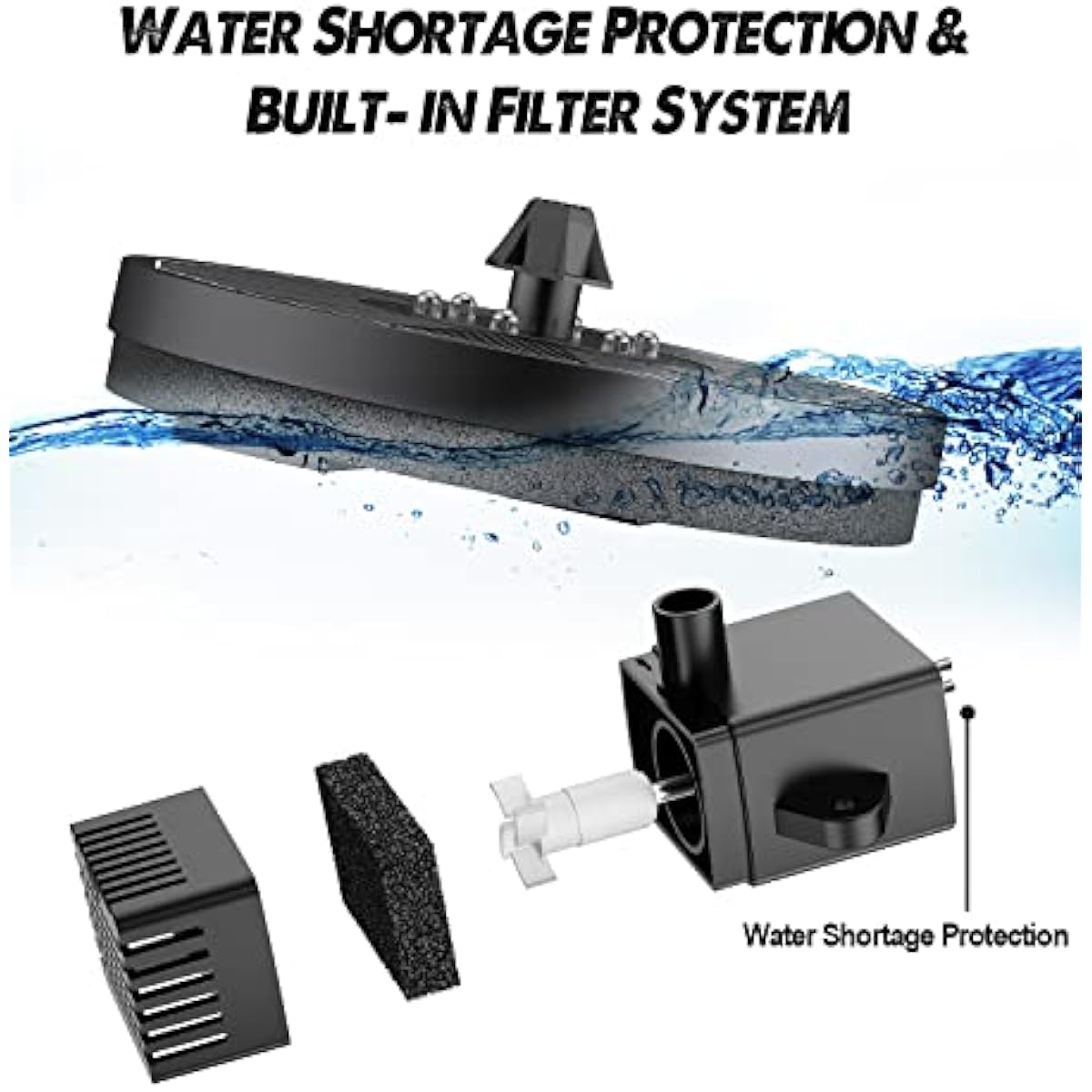 Yzert Solar Fountain Glass Panel with 2200 mah Battery, 3.5W Floating Solar Water Fountain with 4 Fixed Rods, Solar Pump for Bird Bath, Garden, Pond, Pool, Outdoor (Black Panel White Lights)